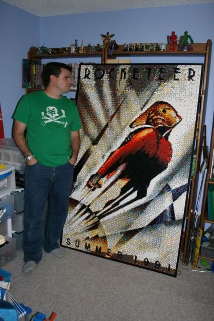 Dave Ware with Lego Mosaic of The Rocketeer