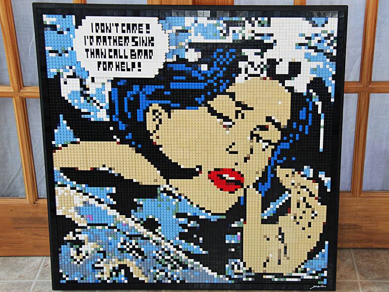 Dorwning Girl Lego Mosaic by Dave Ware Brickwares