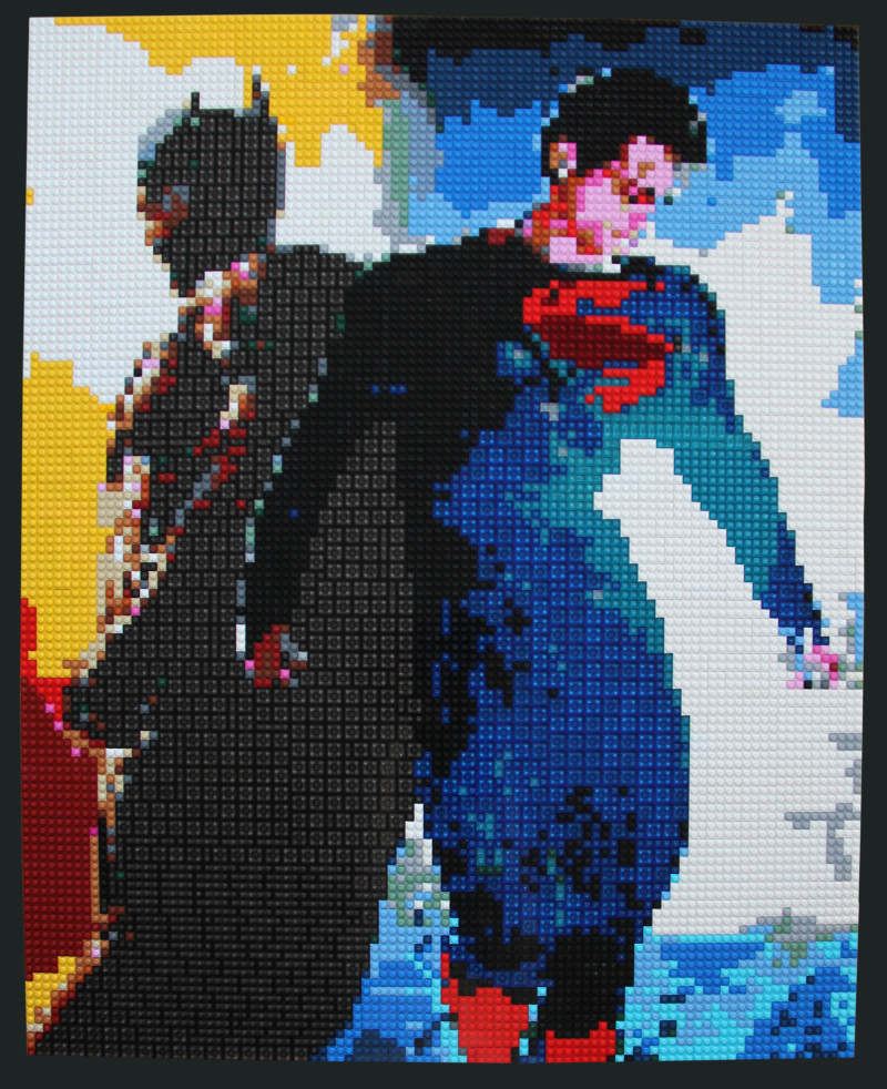 A Lego Mosaic of Batman vs Superman by Dave Ware of Brickwares Custom Mosaics